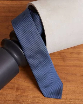 Dark Blue Regular Tie with Textured Stripes