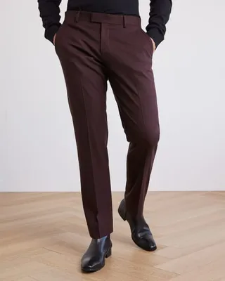 Dark Brown Pleated Tapered-Leg Suit Pant