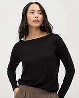 Black Long-Sleeve Crew-Neck Relaxed Tee