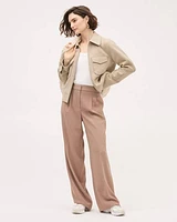 High-Rise Long-Wide-Leg Crepe Pant