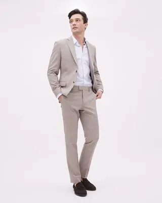 Slim-Fit Taupe Suit Blazer