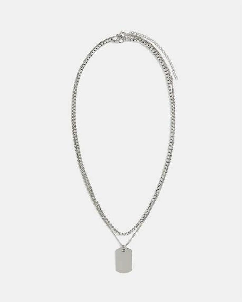 Collier à Double Chaîne en Acier Inoxydable