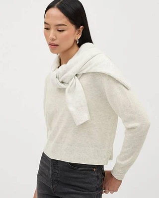 Long-Sleeve Crew-Neck Cashmere-Blend Sweater