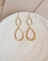 Earrings with Double Teardrop Pendants