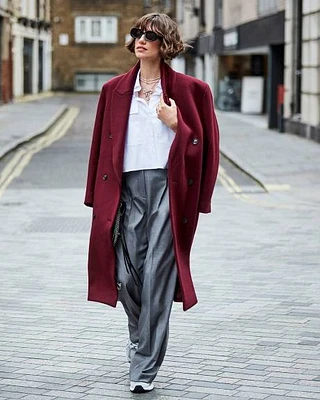 Oversized Double-Breasted Wool Coat