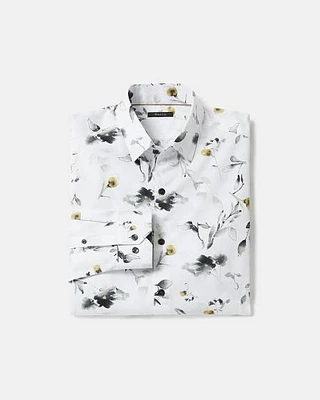 Slim-Fit Dress Shirt with Watercolour Floral Pattern