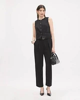 Barrel-Leg High-Rise Satin Pant