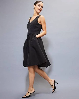 Sleeveless Fit and Flare Taffeta Dress