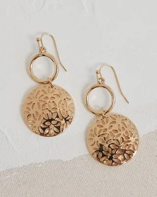 Earrings with Crafted Disc Pendants