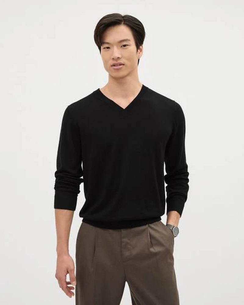 Long-Sleeve V-Neck Merino-Wool Sweater