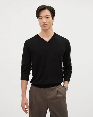 Long-Sleeve V-Neck Merino-Wool Sweater