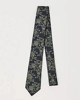 Skinny Tie with Olive Flowers