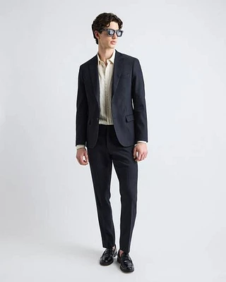 Slim-Fit Black Linen-Blend Suit Pant