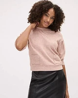 Short-Puffy-Sleeve Crew-Neck Top