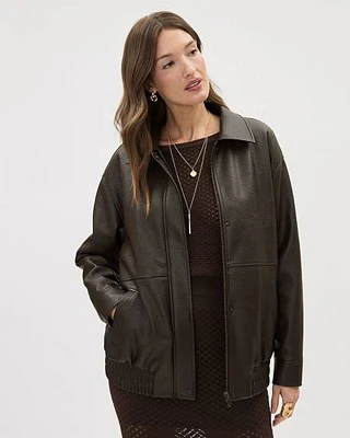 Faux Leather Aviator Jacket