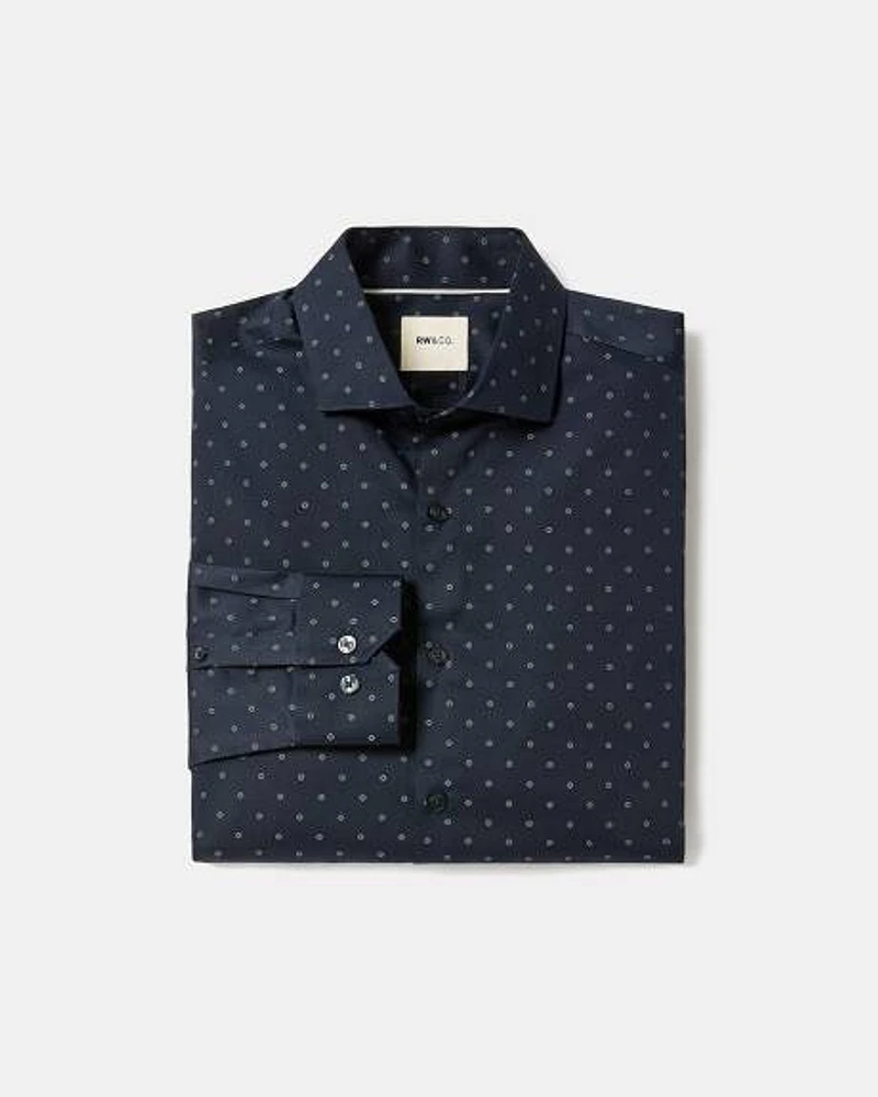 Chemise Habillée Marine à Coupe Ajustée Motif Géométrique