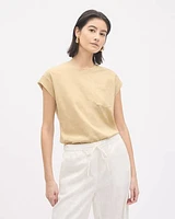 Extended-Sleeve Crew-Neck Linen-Blend Top