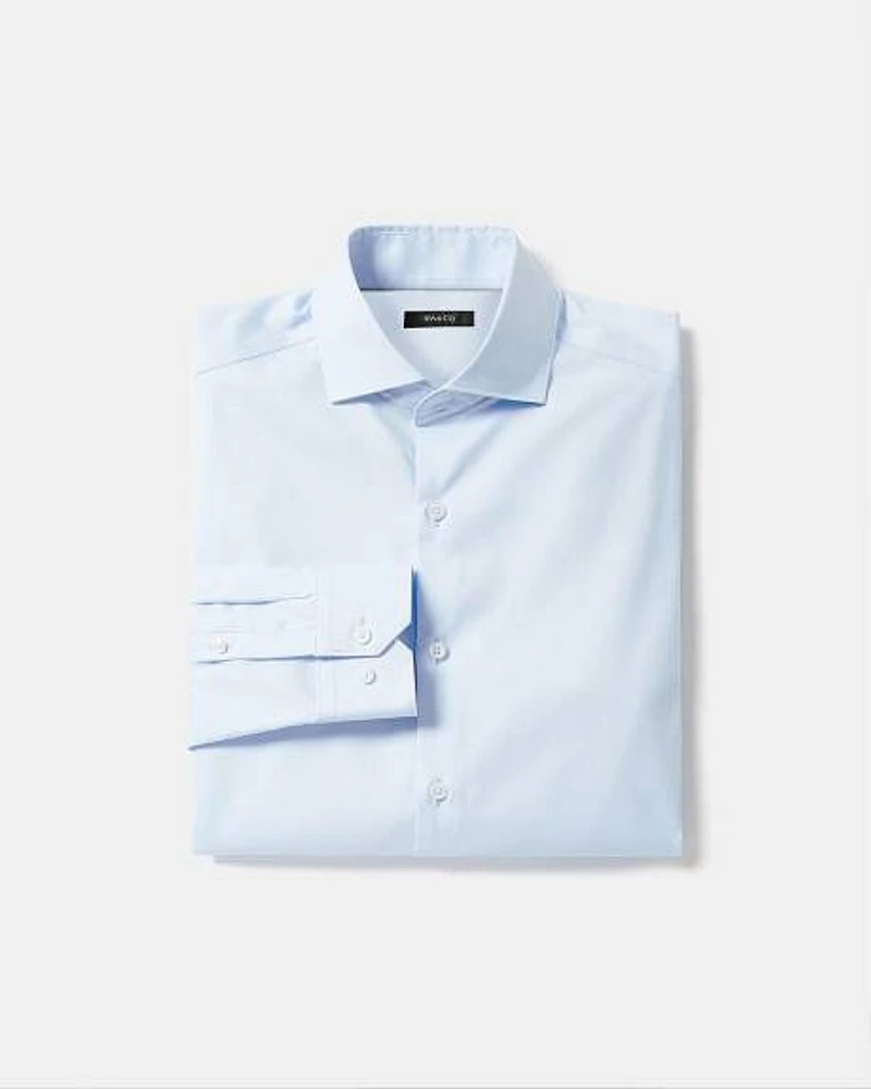 Slim-Fit Solid Sateen Dress Shirt