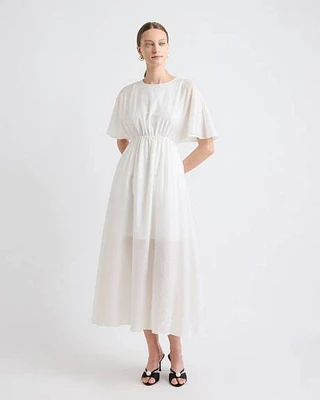 Fit-and-Flare Midi Dress with Short Flutter Sleeves
