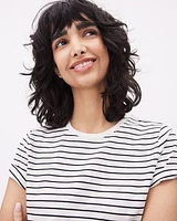 Short-Sleeve Crew-Neck Striped Cotton Tee