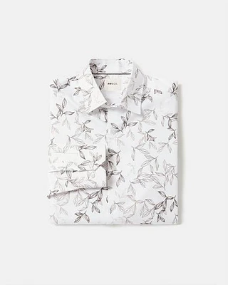 Slim-Fit Dress Shirt with Foliage Print