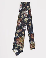 Navy Regular Tie with Floral Pattern