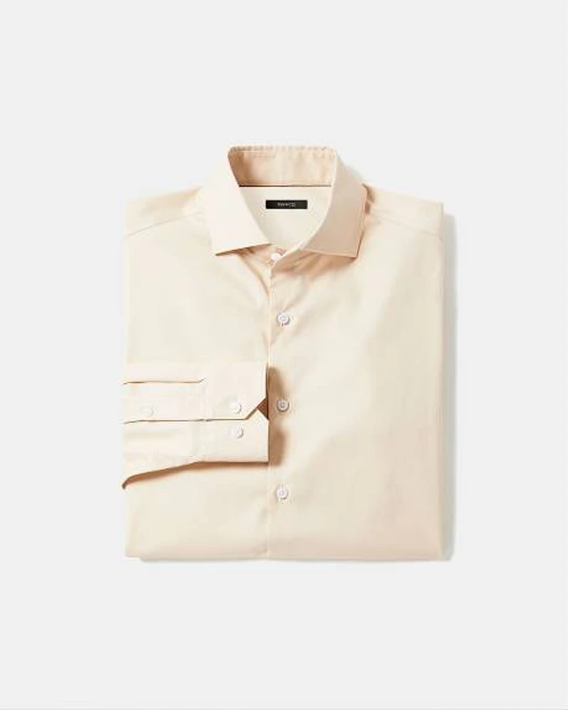 Slim-Fit Solid Sateen Dress Shirt