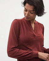 Long-Sleeve Split-Neck Top