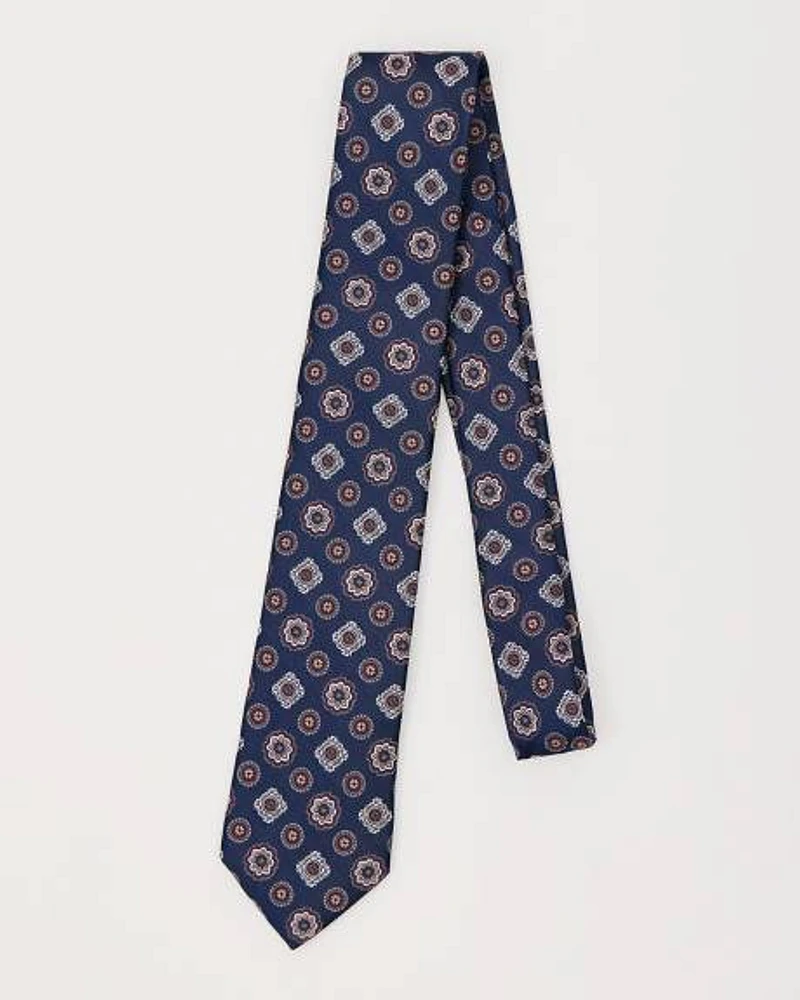 Regular Navy Tie with Geometric Pattern