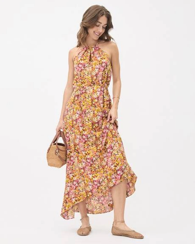 Sleeveless Halter-Neck Maxi Dress