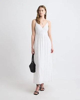 Robe Maxi Sans Manches à Col V en Jacquard Texturé