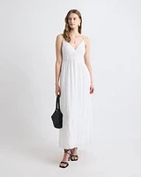 Robe Maxi Sans Manches à Col V en Jacquard Texturé