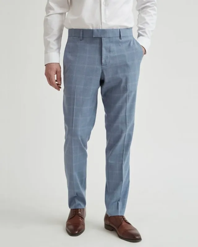 Slim-Fit Navy Checkered Suit Pant