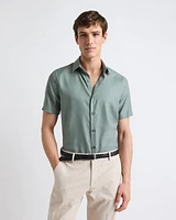 Short-Sleeve Slim-Fit Knit-Like Dress Shirt