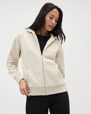 Zipped Hooded Fleece Cardigan with Kangaroo Pocket