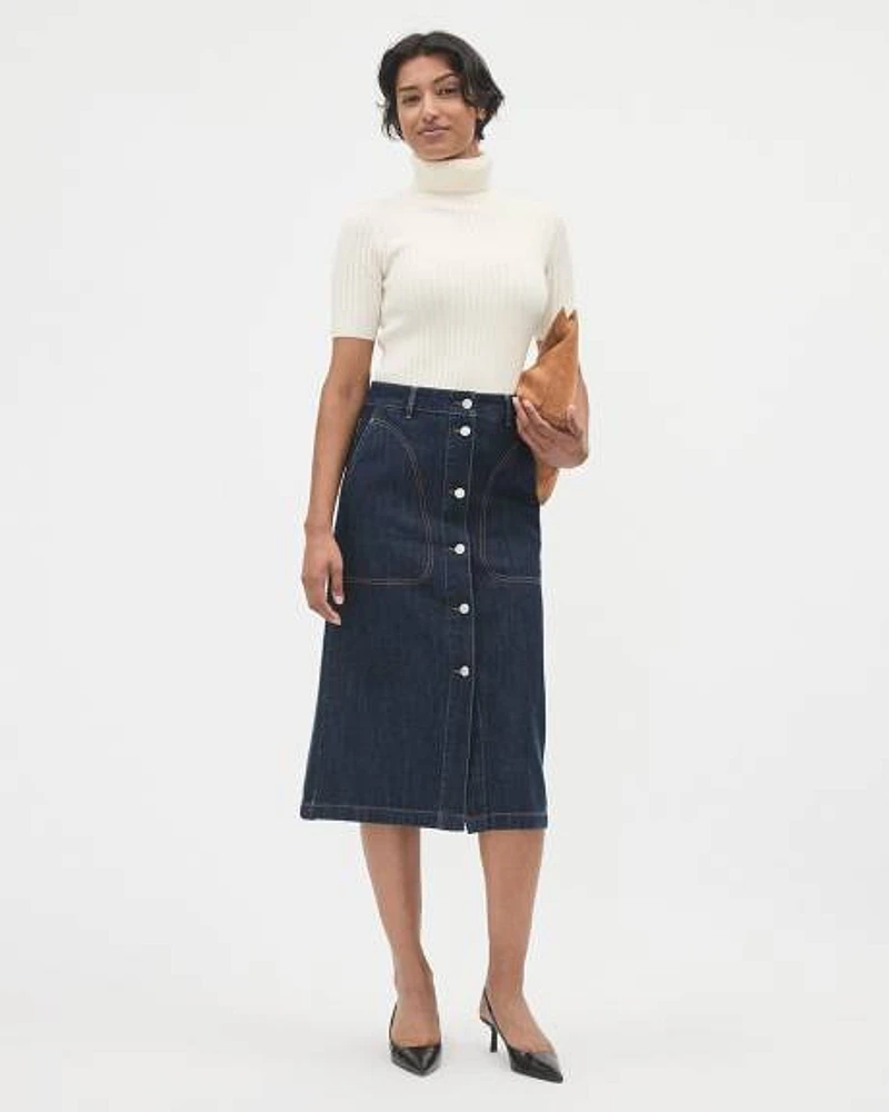 Denim High-Rise A-Line Skirt