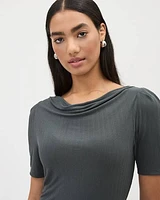 Short-Sleeve Crew-Neck Top with Lettuce Trims