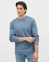 Long-Sleeve Crew-Neck Waffled T-Shirt