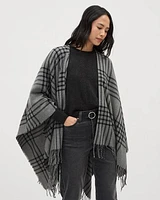 Plaid Poncho with Fringe