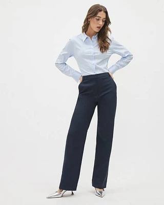 Pantalon Indispensable à Taille Haute Jambe Large Coupe Signature