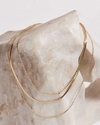 Short Triple-Chain Golden Necklace