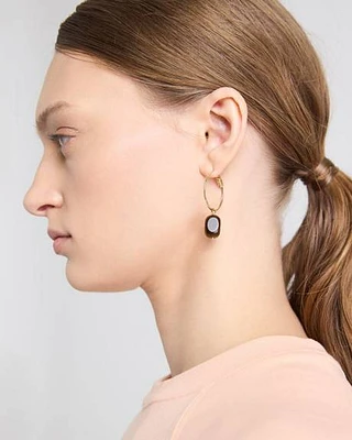 Hoops with Semi-Precious Stone Pendants