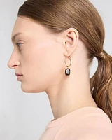 Hoops with Semi-Precious Stone Pendants