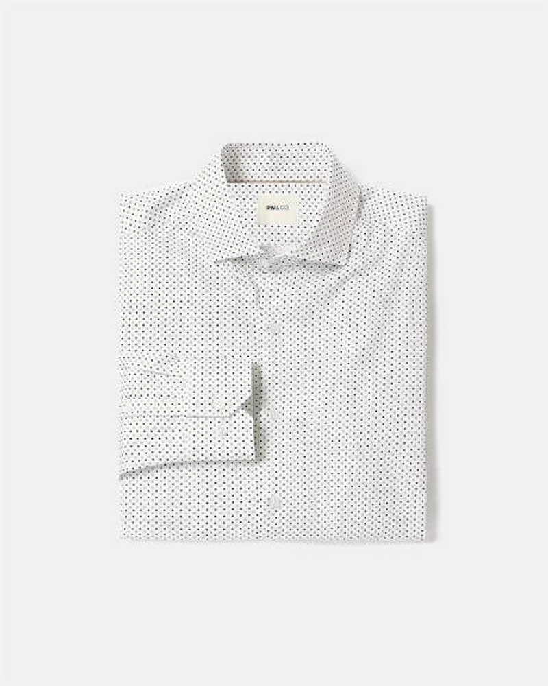 Chemise Habillée Blanche à Coupe Étroite Micro Motif Géométrique