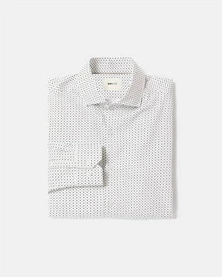 White Slim-Fit Dress Shirt With Micro Geometric Pattern