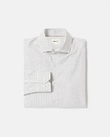 Chemise Habillée Blanche à Coupe Étroite Micro Motif Géométrique