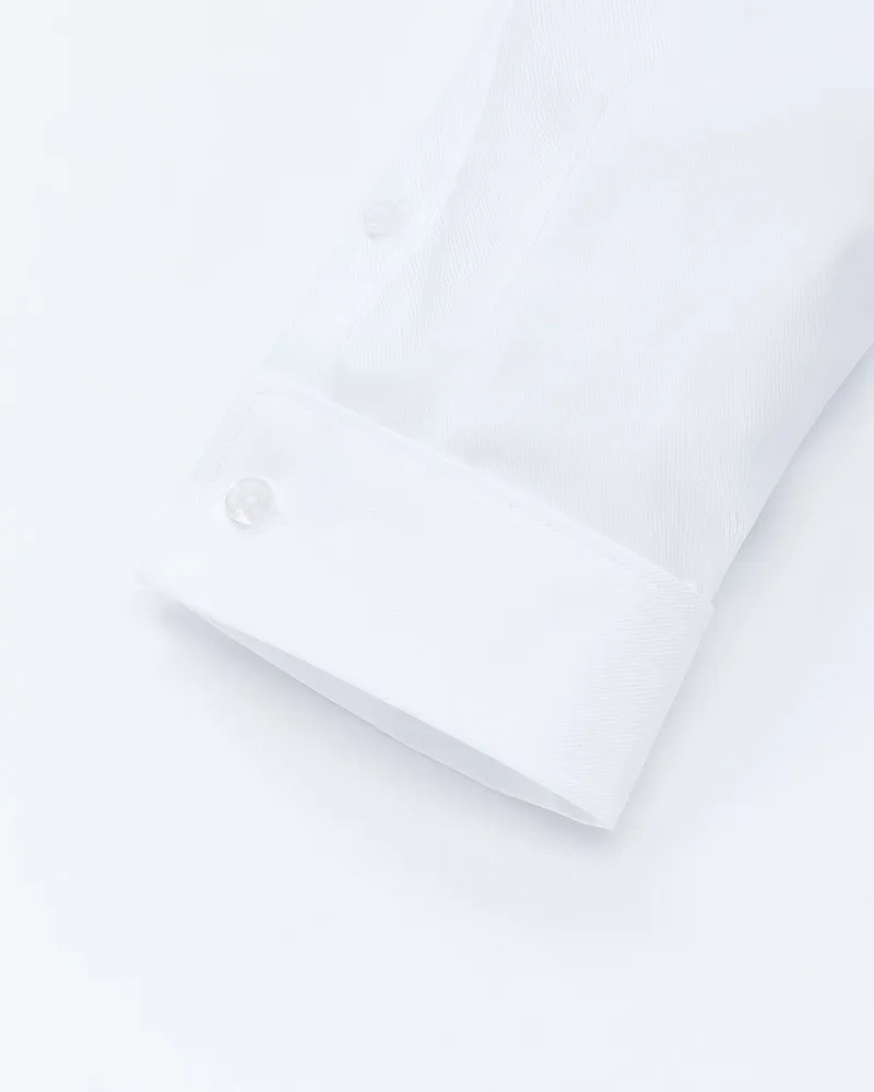 White Twill Dress Shirt with French Cuff