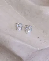 Boutons d'Oreilles avec Zircons et Perles