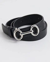 Black Leather Belt with Silver Buckle