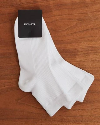 White Ribbed Crew Socks